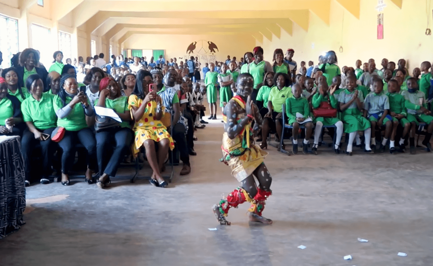 Rainbow School Dschang end-of-year cultural show students in traditional attire